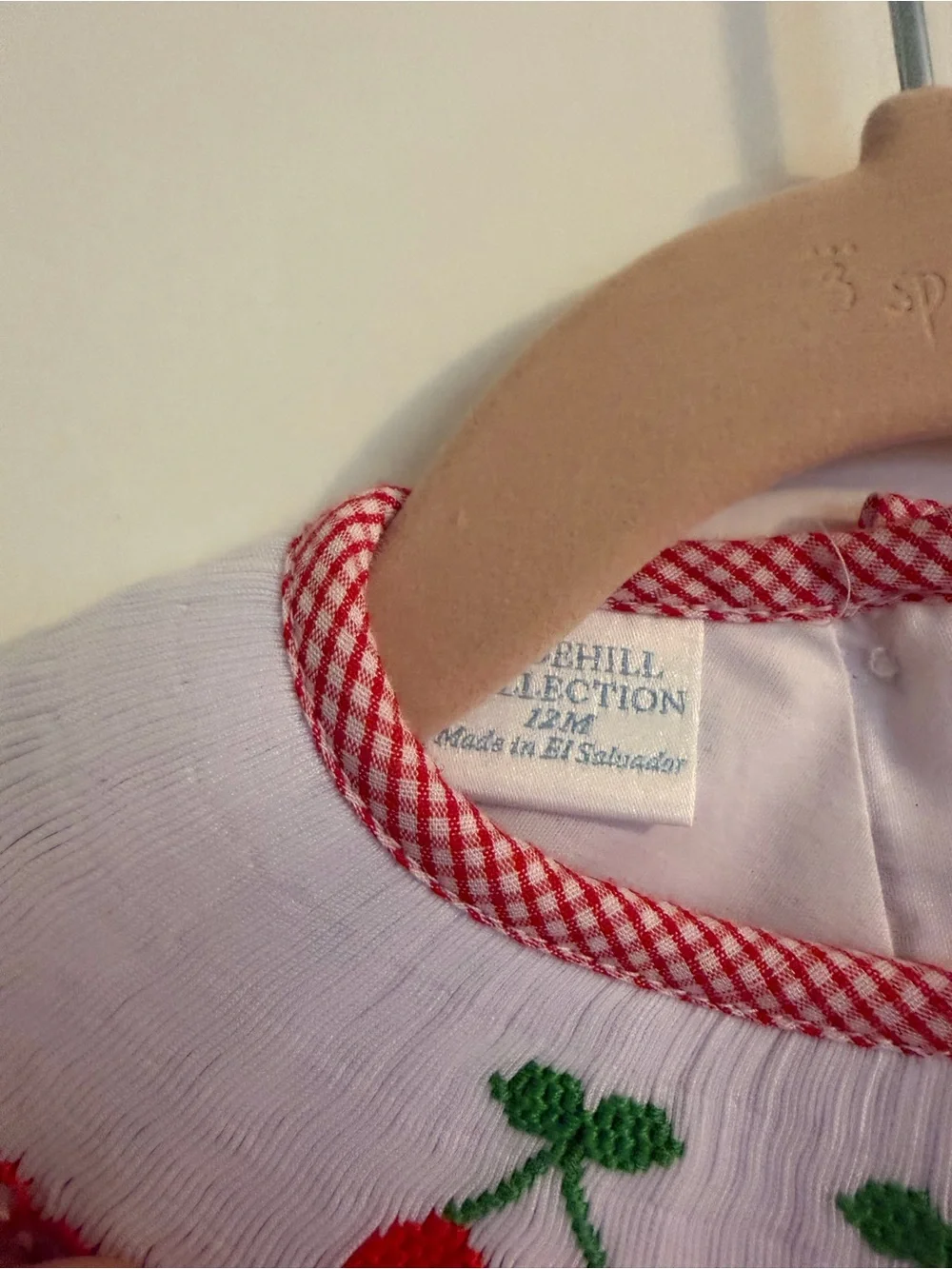 NWOT Edgehill Collection Red Gingham Cherry Smocked One-Piece